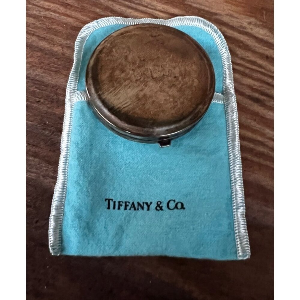 Tiffany & Co Sterling Silver Powder Compact Mirror Monogrammed w/ Box & Pouch - Picture 4 of 16